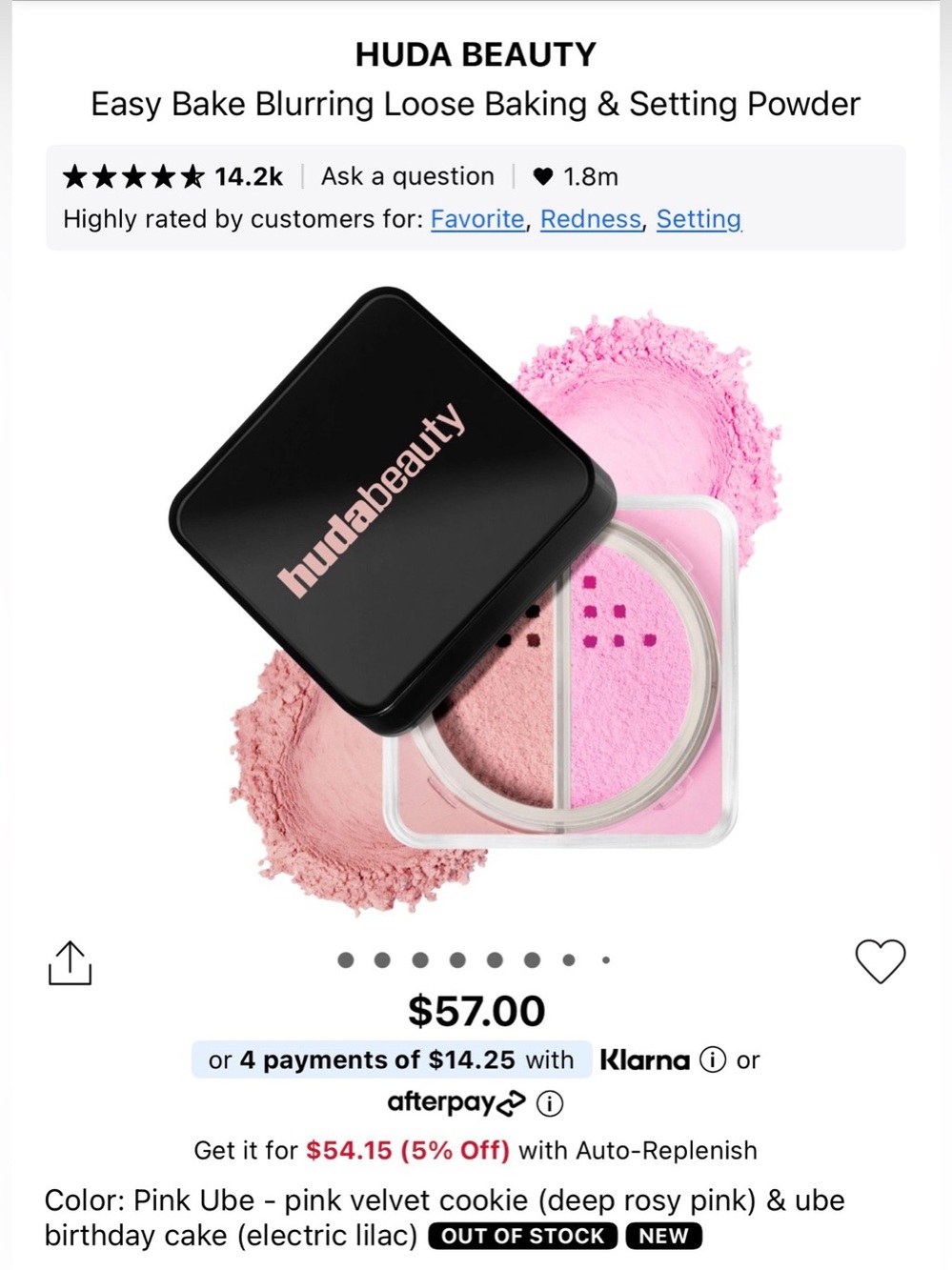 Huda beauty easy bake blurring loose setting powder - pink ube
